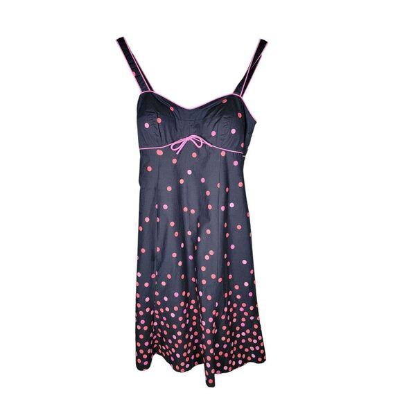 DressBarn Size 6 Black Pink‎ Polka Dot Fit and Flare Slip Dress Pinup Rockabilly - Picture 5 of 5